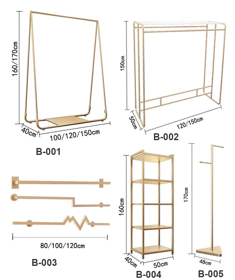 Metal Clothes Display Fashion Simple Stylish Nano Gold Garment Rack