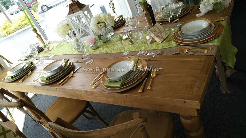 Hard solid wood dining farm table chair