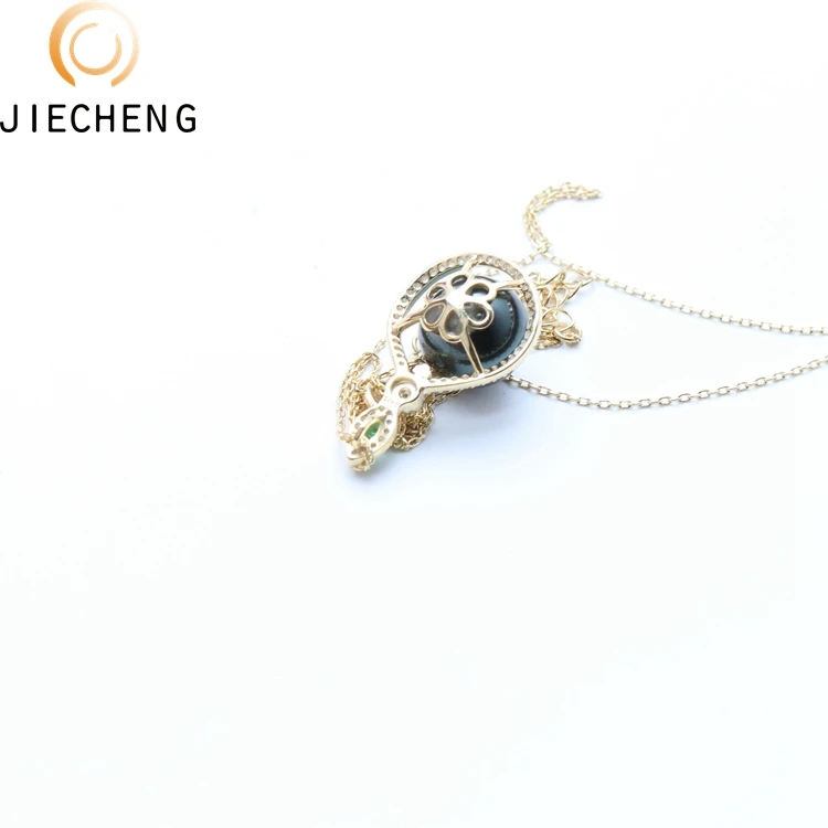 10-11mm AAA black Tahiti pearl natural cultured simple gold pendant design 925 sterling silver pearl pendant necklace
