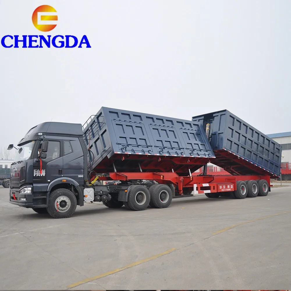 Factory Price 3 Axle Dump Semi Box Trailer Side Tipper Dump Trailer