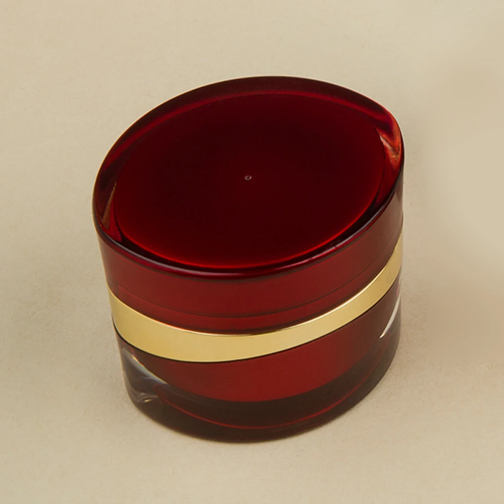
Hengsheng manufacturer custom red color oval shape 15g 20g plastic acrylic cosmetic cream jar 