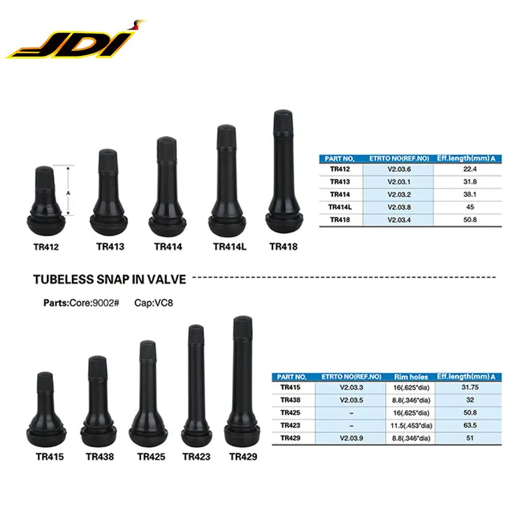 JDI-TR413 хорошая цена, высокое качество бескамерные Snap-In шин клапан