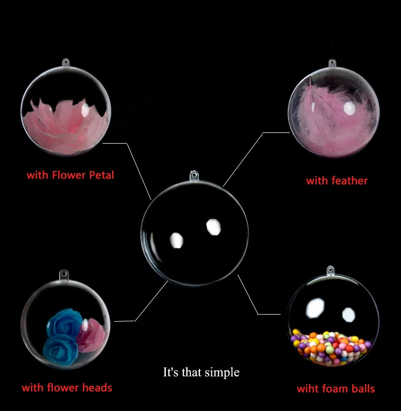 Christmas Tress Decorations Ball Transparent Open Plastic Clear Ornament Christmas Tree Decorations Xmas Supplies