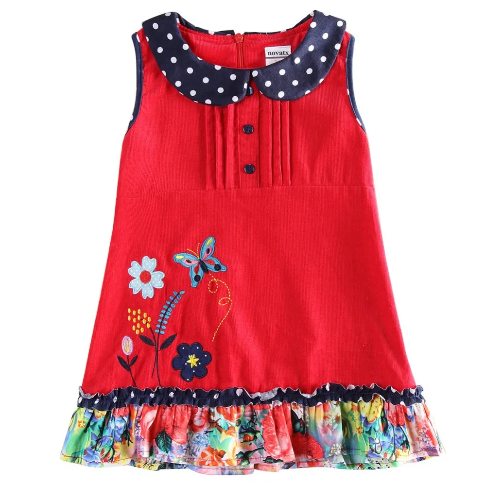 Girls dress winter flowers dresses for girls children embroidery clothing sleeveless 100 cotton princess girls clothes