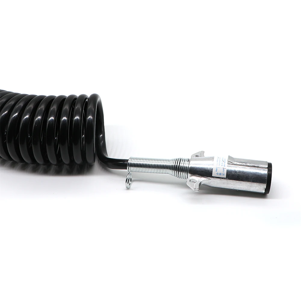 Guangying Brand 7 Core/pin Truck Tractor Trailer Spring Cable 7x0.5mm2 Coiled truck cord 12V