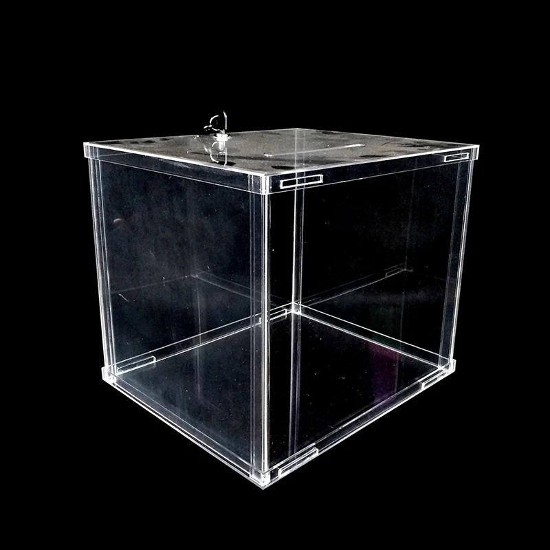Plexiglass lucky draw box lockable clear acrylic ballot box