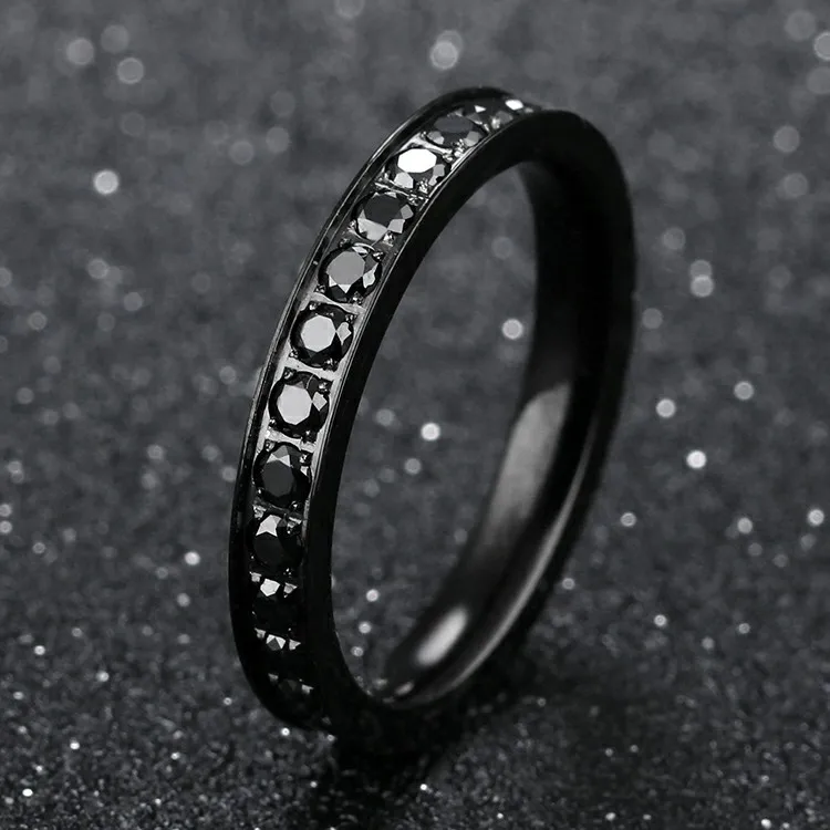 New Contemporary Stainless Steel Men Jewelry Wholesale Price Little Finger Black Zirconium Ring