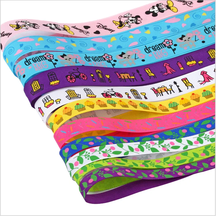 Wholesale 1.5 custom cartoon printed grosgrain ribbon