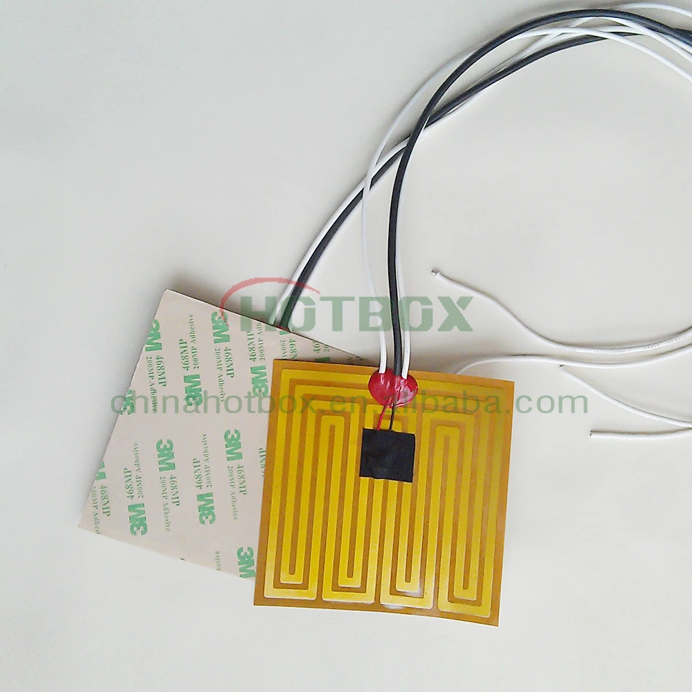 
Kapton polyimide thin film heater 100*100mm surface with adhesive on a face 12V 90W with 400mm lead wire and 100k thermistor 
