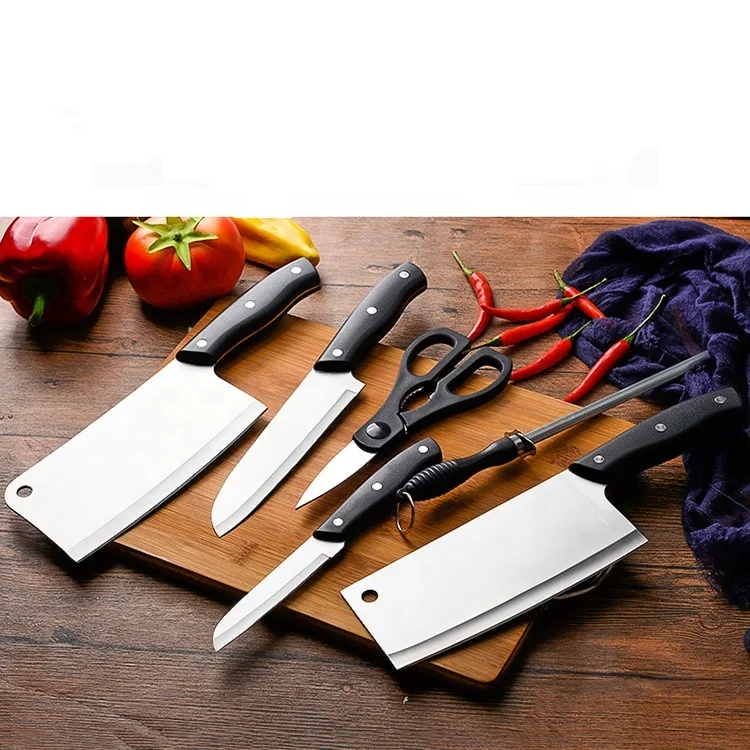 Высокая износостойкость 7 шт. кулинарные ножи наборы нож шеф-повара с деревянным блоком профессиональных ножей шеф-повара