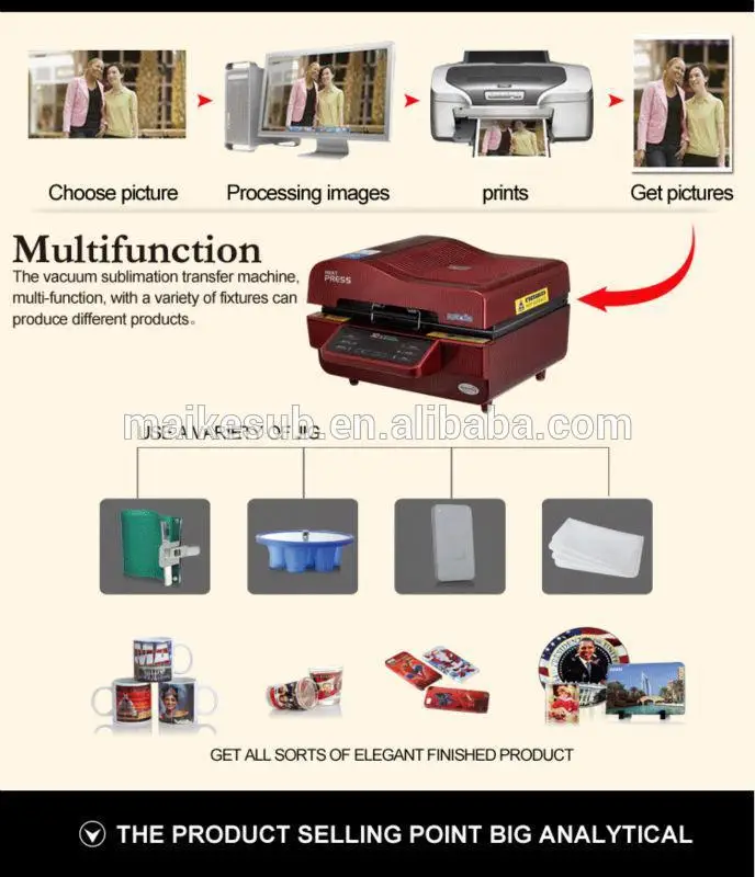 3D heat press machine Vacuum sublimation transfer  machine can produce customization logo