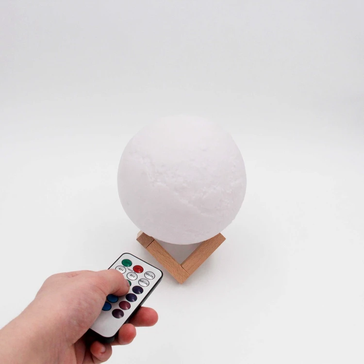 
Factory direct sale 16 colors 3d Dimmable with Tap Control USB mini full print moon shaped night light lampara luna led lamp 