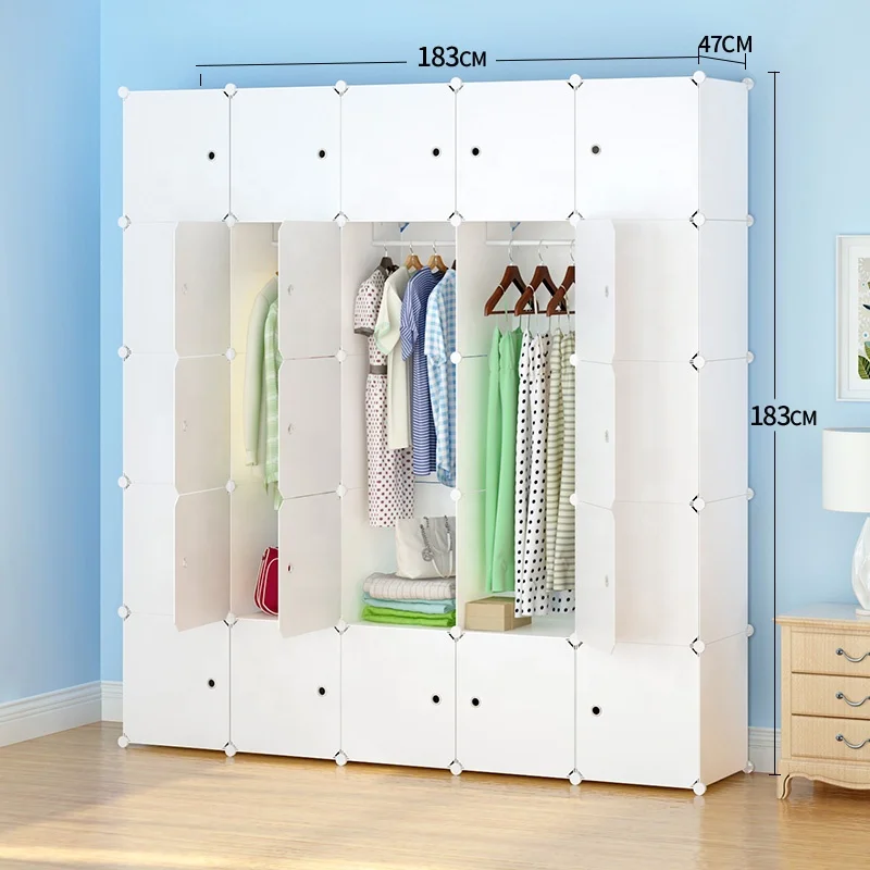 Assemble portable cube closet kids plastic wardrobe