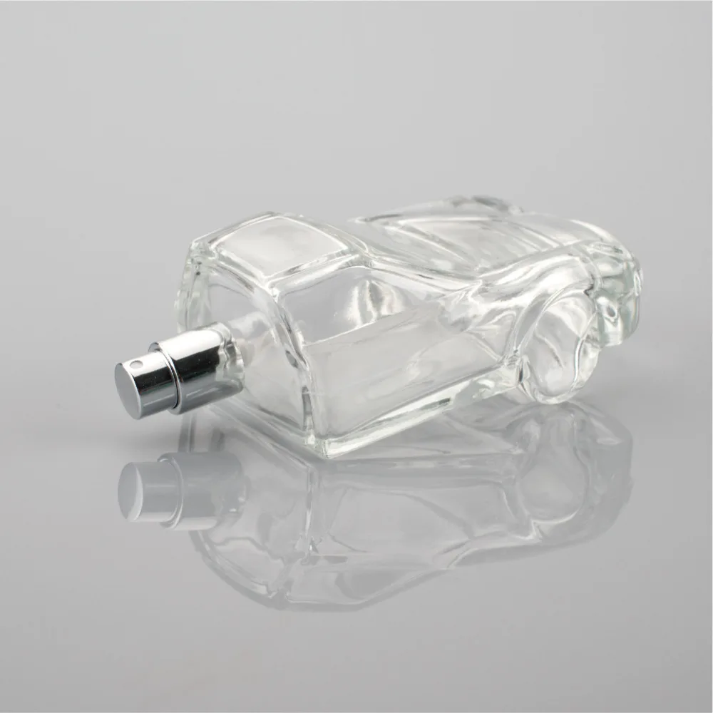 car shaped fancy empty glass perfume bottle 100ml with red cap