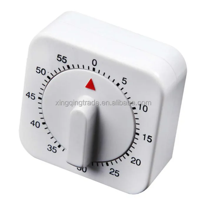 60 Minutes Kitchen Timer Count Down Alarm Reminder White Square Mechanical Timer for Kitchen