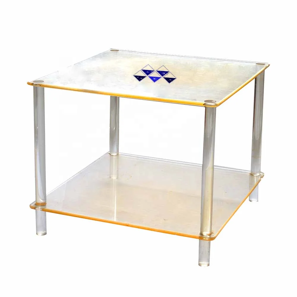 
Mini Clear Acrylic Console Table with Color Board Dining Table Living Room Acrylic Brown Coffee Table 
