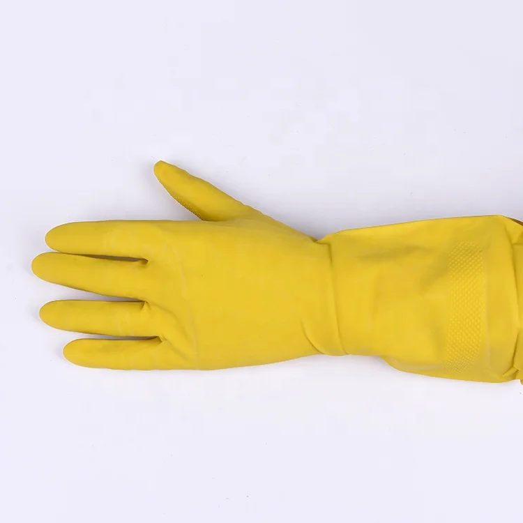 Yellow Household Cleaning Latex Gloves Silicone Dishwashing Gloves Kitchen Rubber Gloves