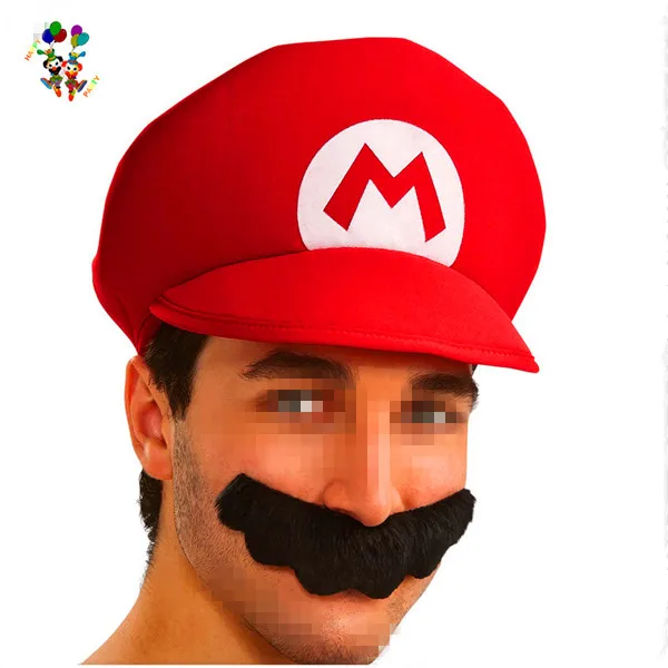 Anime Cosplay Fancy Dress Costume Mario Bros Funny Adult Party Hats with Beard HPC-2083
