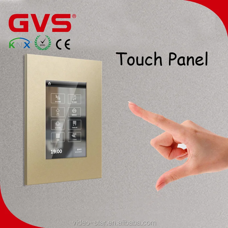 2017 Wholesale Price GVS KNX/EIB K-bus Switch Smart Home Building Automation 5 Inch Touch Panel Black/White/Grey/Silver/Gold
