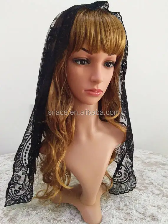 
Black Authentic Spanish Lace Mantilla Catholic Lace Veil Chapel Lace Mass 