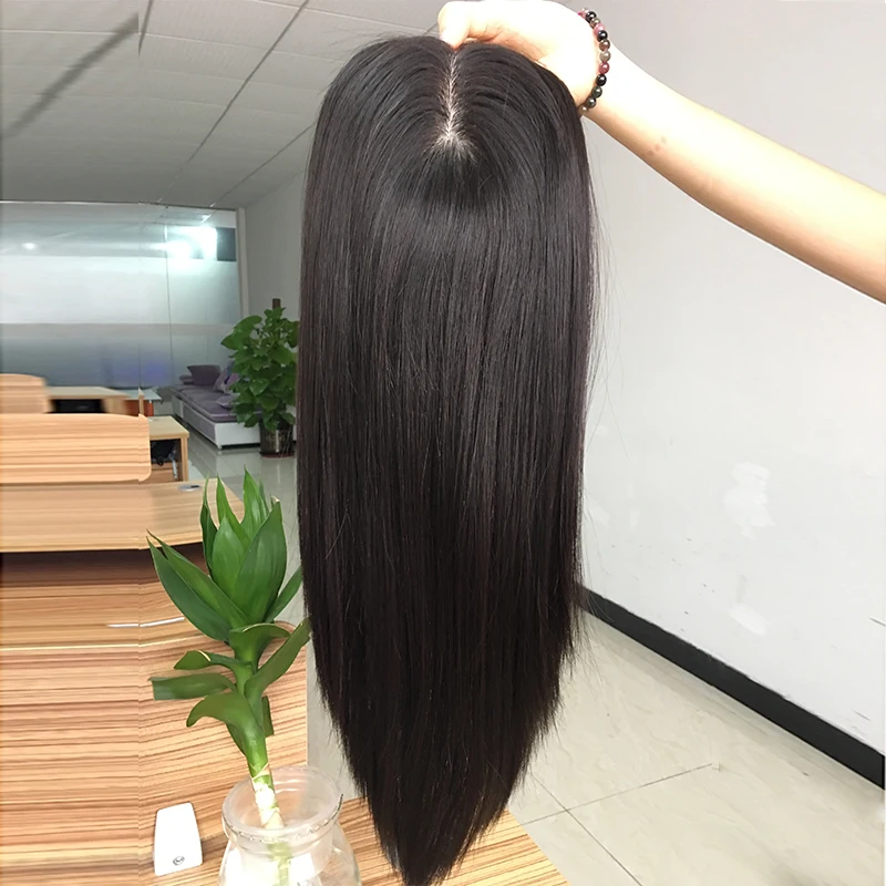 Factory price virgin unprocessed hair indian human hair silk top topper wig for men