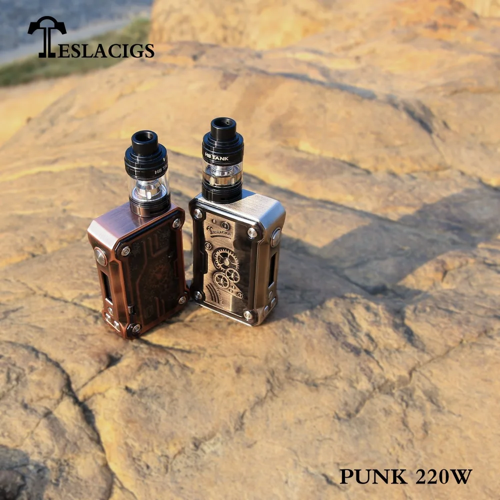 Новейшая модель; Teslacigs панк 220 Вт мод с блестящими встроенный цветная (RGB) светодиодных ламп от производителя Teslacigs