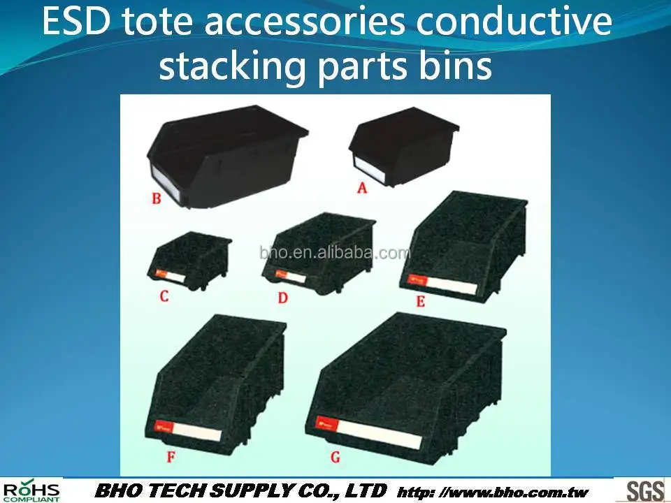C-8302 ESD tote accessories conductive stacking parts bins