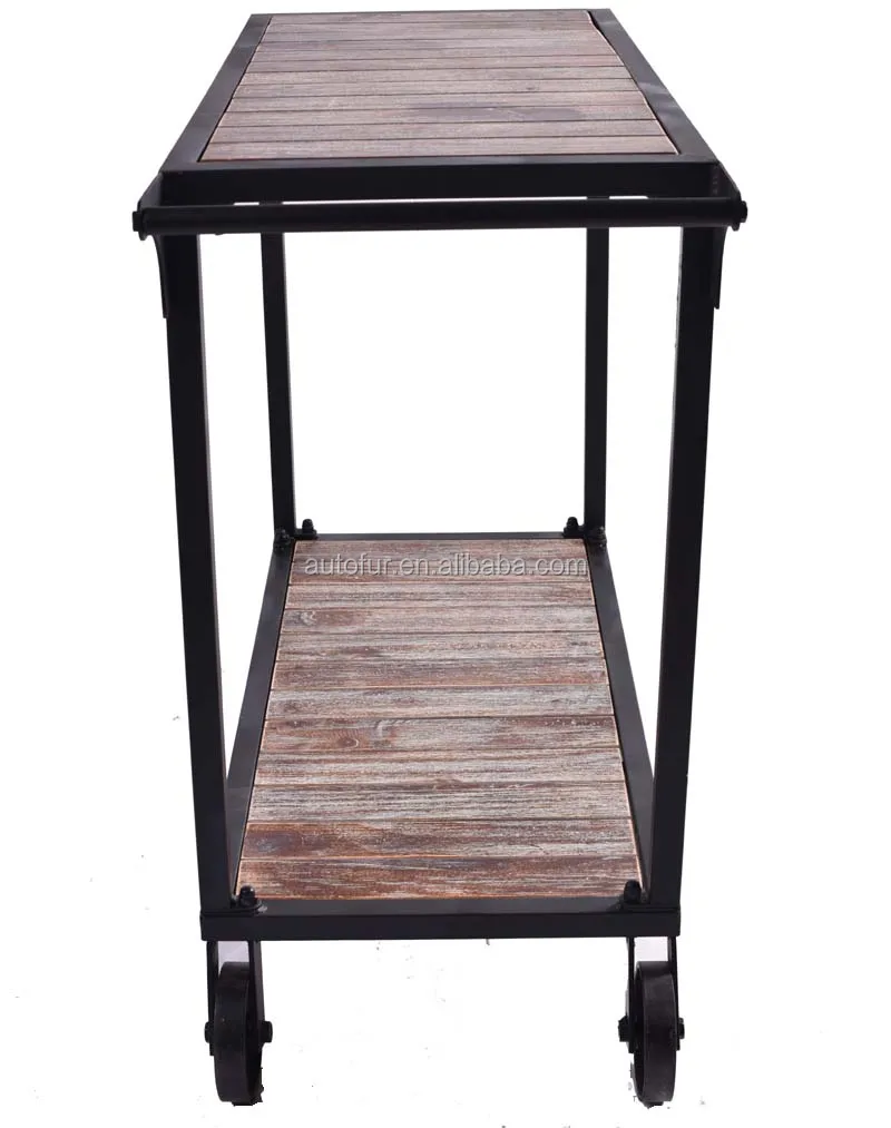 Antique Industrial Rack Cart Wood Cast Iron Wheels Rack Trolley