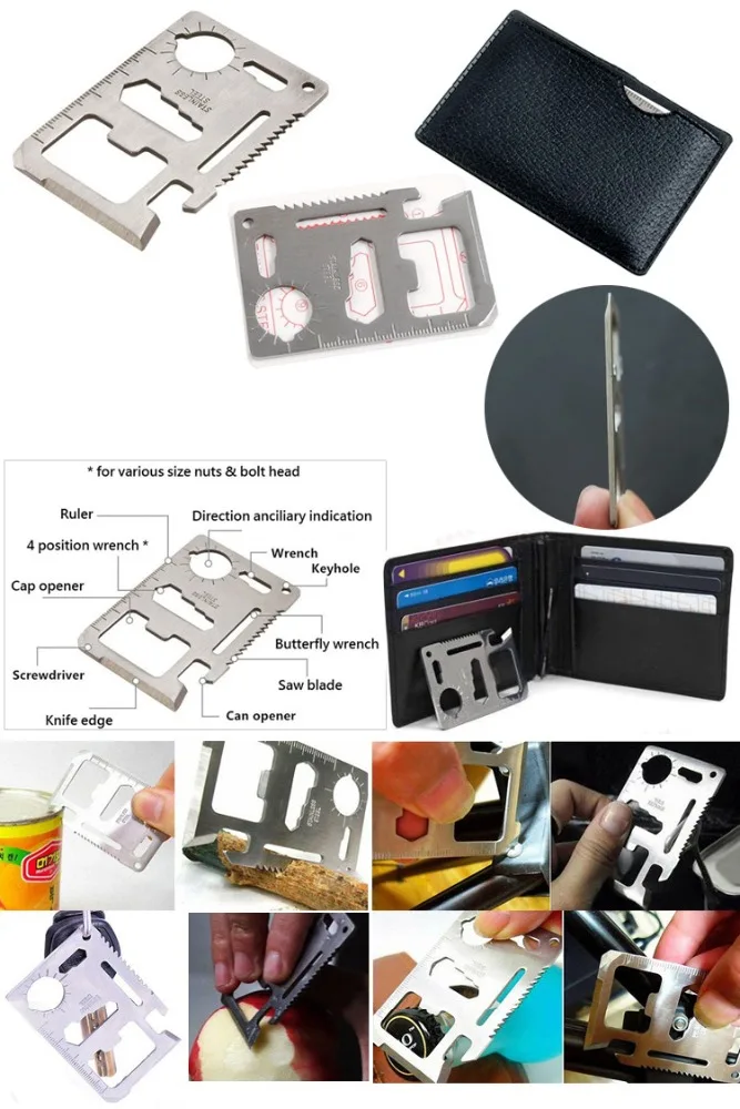 Hot Sale Custom Logo 11-in-1 Stainless Steel Survival Card Multi-Functional Pocket Tool Custom Logo Promotional Screwdrivers