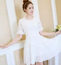 2016 maternity clothes spring and summer new chiffon lace maternity dress plus size short sleeved dress