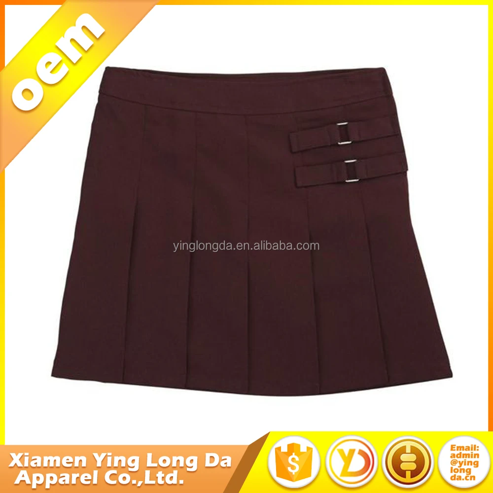 
Khaki Pleated Office Wear Bank Uniform Skirt 