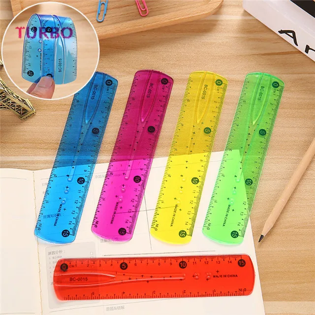 Factory price ODM OEM Office & School Supplies funny stationery Customized logo long straight colorful soft plastic ruler 15cm