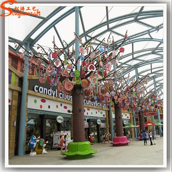 Artificial decorative dry trunk candy tree hanging lollipops tree for outdoor or kindergarten