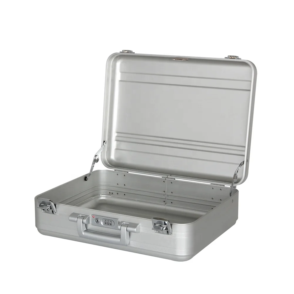 OEM Firm laptop tool case portable aluminium business  briefcase with leather lining