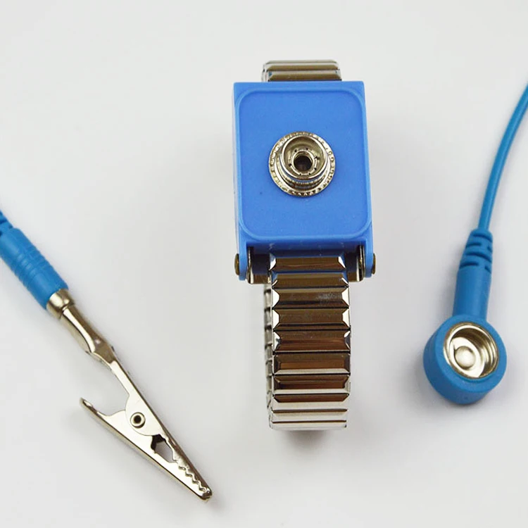 Professional Portable Type Static Control Usage Blue Metal Band Antistatic Wrist Strap