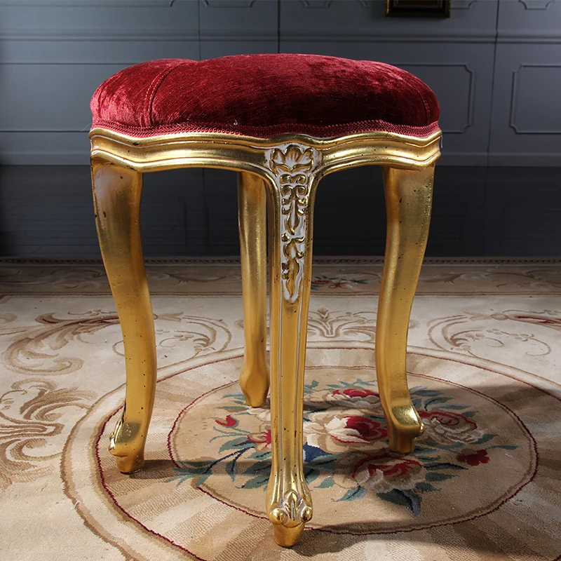Классическая королевская кровать ручной работы-классический туалетный стул в стиле барокко из золотой фольги