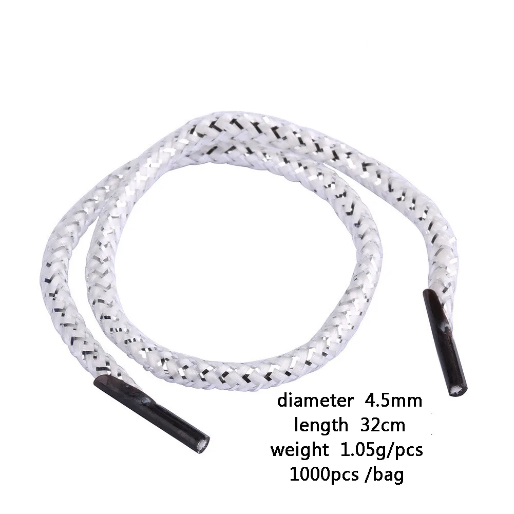 Custom wholesale  4.5 mm diameter 35 cm length low elastic gold sliver wire polyester handle rope