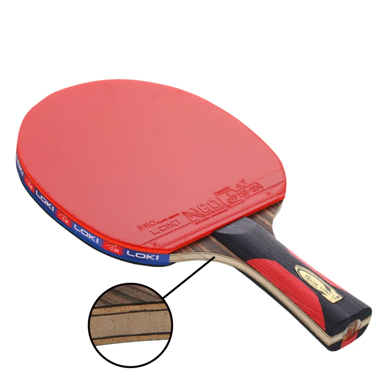 Wholesale LOKI 6 star professional wood table tennis racket ping pong paddle bat