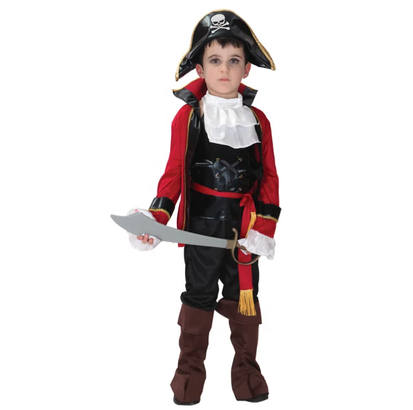 
Halloween Anime Cosplay Pirate Captain Jack Sparrow Carnival Kids Pirate Party Fancy Dress Boys Costumes With Hat And Eye Patch 