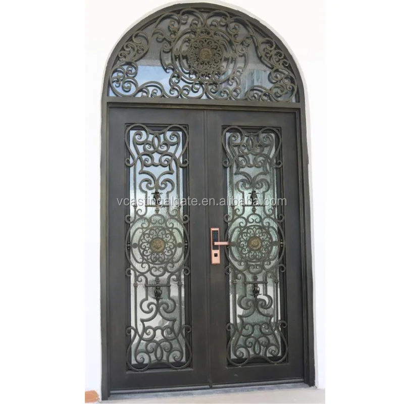 Merlin arched top interior doors wrought iron door