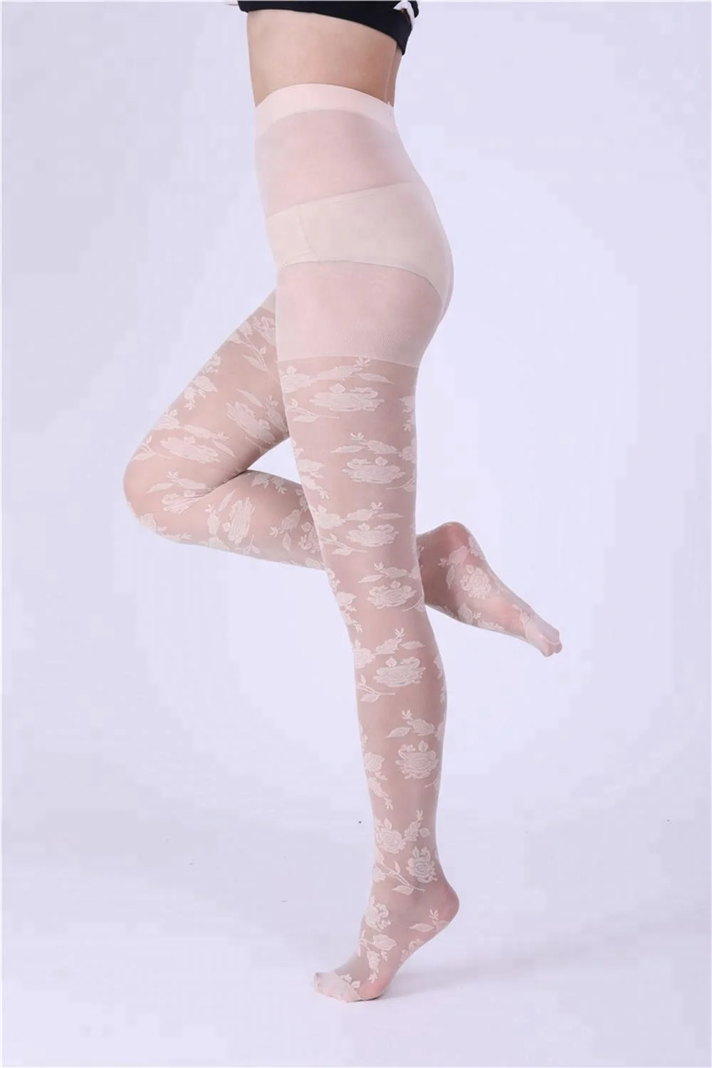 Custom Design Super Elastic Sexy Jacquard Soft Silk Stockings