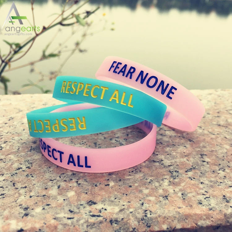promotional gifts rubber silicone bracelet custom silicon wristband Color Filled Printing
