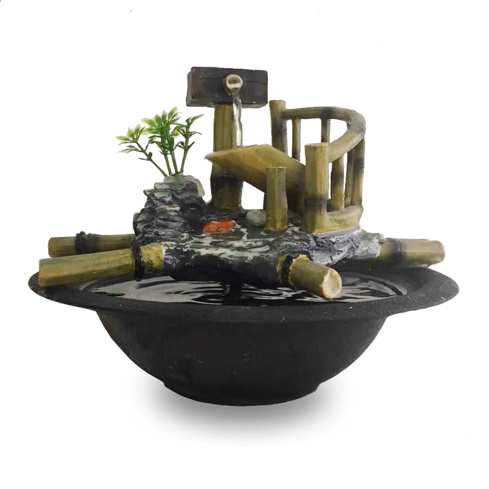 resin decorative indoor waterfall bamboo water fountain