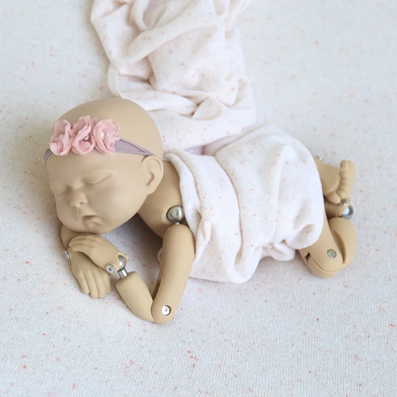 Newborn Posing Fabric Set Photography Props Knit Sweater Stretch Wrap and Beanbag Backdrop Dots Swaddle Wrap Blanket