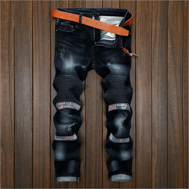 New Kanye West Black Ripped Jeans Men With Holes Denim Super Skinny Brand Slim Fit Push Up Jean Pants Plus Size Biker Jeans