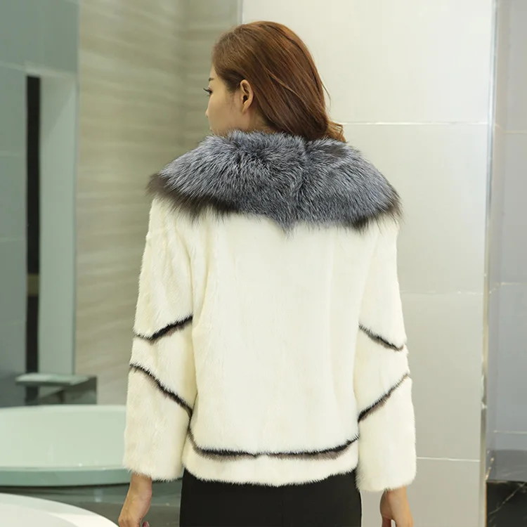Fashion winter fox fur collar / trimming real mink fur women coat  mink coats for woman genuine mink fur