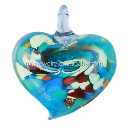 2016 fancy lampwork murano art glass heart shape pendant necklace
