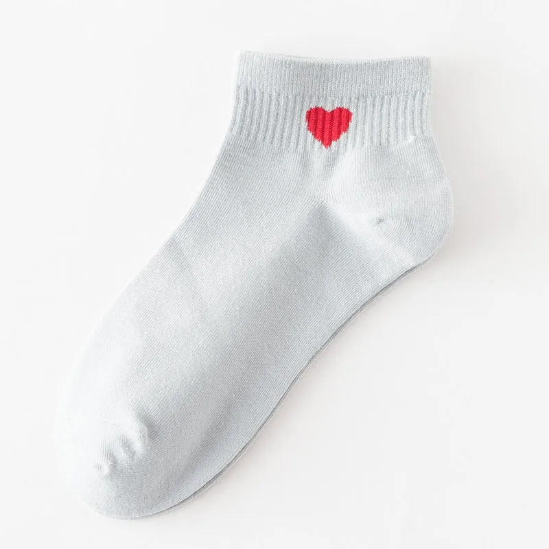 Heart Simple 100% Cotton Sweet  Boat Short  Invisible Women socks