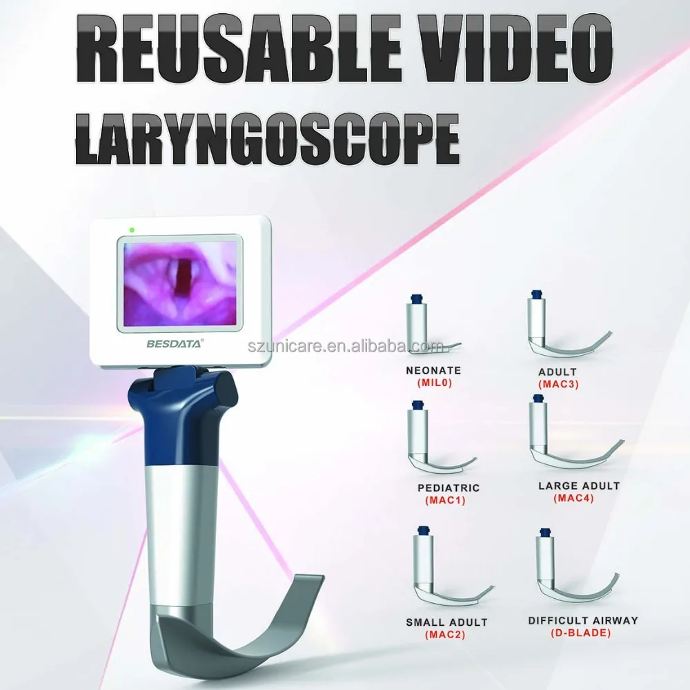 Besdata mccy laryngoscope stainless steel blade 6 size intubation video laryngoscope