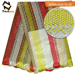 Stripe Mixed Color Style african french lace embroidered tulle fabric